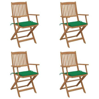 vidaXL Składane krzesła ogrodowe z poduszkami, 4 szt., drewno akacjowe