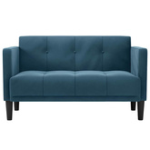Sofa dwuosobowa niebieska 111 cm aksamitna