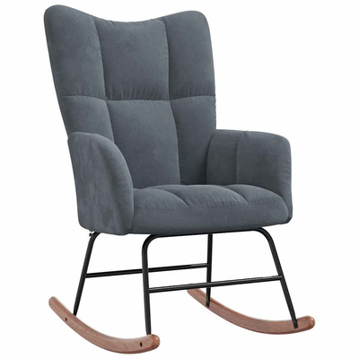 Fotel bujany, ciemnoszary, tapicerowany aksamitem model standard