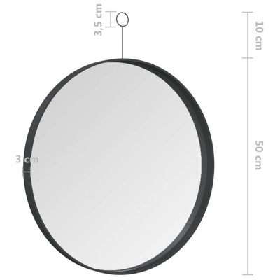 vidaXL Lustro ścienne z zawieszką, czarne, 50 cm