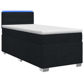 Łóżko Box Spring z materacem i LED Czarny 90 x 200 cm tkanina