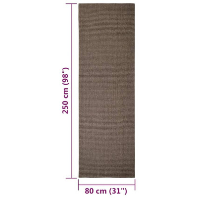 vidaXL Dywanik, naturalny sizal, 80x250 cm, brązowy