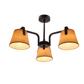 Milbury lampa sufitowa plafon 3x40W E14 czarny metal abażury tkanina żółte nowoczesna oprawa oświetleniowa salon sypialnia przedpokój