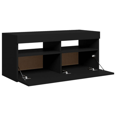 Szafka pod TV z oświetleniem LED, czarna, 90x35x40 cm vidaXL