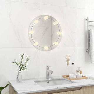Lustro ścienne z lampkami LED, okrągłe, szklane vidaXL