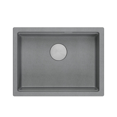 LOGAN 100 GraniteQ zlewozmywak silver stone 59,5x45,1x21,5 cm 1-komorowy podwieszany z syfonem manualnym stal szlachetna