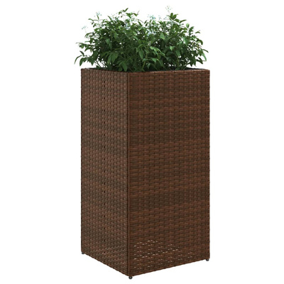 Donica, brązowa, 40x40x80 cm, rattan PE