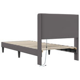 Ramka łóżka z paskami LED Szary 100 x 200 cm Ekoskóra