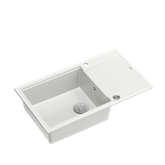 EVAN 136 XL GraniteQ zlewozmywak z syfonem Push To Open 1-komorowy z/o (860x500x210; kom. 420x490) snow white / elementy stalowe