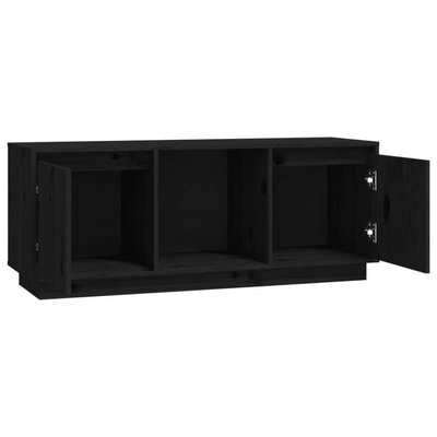 vidaXL Szafka pod TV, czarna, 110,5x35x44 cm, lite drewno sosnowe