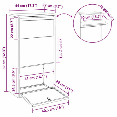 Skrzynka na przesyłki z drzwiami Antracyt 44 x 22 x 82 cm Stal