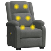 vidaXL Podnoszony fotel masujący, ciemnoszary, tkanina