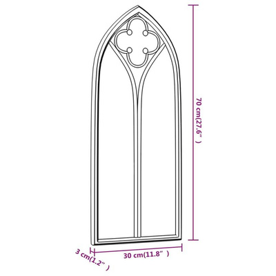 vidaXL Lustro do wnętrz, czarne, 70x30 cm, żelazne model standard