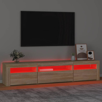 vidaXL Szafka pod TV z oświetleniem LED, dąb sonoma, 195x35x40 cm