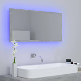 vidaXL Lustro łazienkowe LED, szarość betonu, 90x8,5x37 cm, akryl