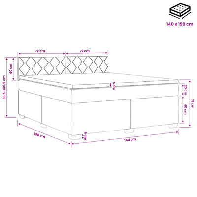Łóżko Box Spring z materacem i LED Ciemny brąz 140 x 190 cm