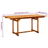 7-częściowy zestaw mebli ogrodowych, lite drewno akacjowe, 120-170 cm