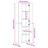 Szafa biurowa, czarna, 60x32x190 cm, materiał drewnopochodny