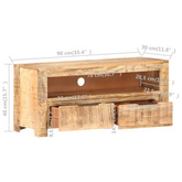 vidaXL Szafka pod TV, 90x30x40 cm, lite, surowe drewno mango