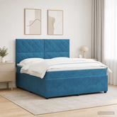 Łóżko z box spring LED z materacem niebieski 140 x 200 cm Welur