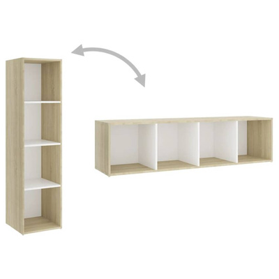 vidaXL Szafka pod TV, biel i dąb sonoma, 142,5x35x36,5 cm