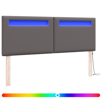 Wezgłowie LED Szary 144 cm Skóra ekologiczna