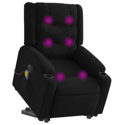 vidaXL Podnoszony fotel masujący, elektryczny, rozkładany, czarny