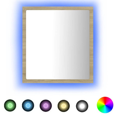 vidaXL Lustro łazienkowe LED, kolor dąb sonoma, 40x8,5x37 cm, akryl