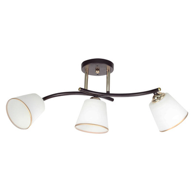 Lampa Sufitowa Brunatny+Złoty 3X40 E27 Klosz Biały Greco
