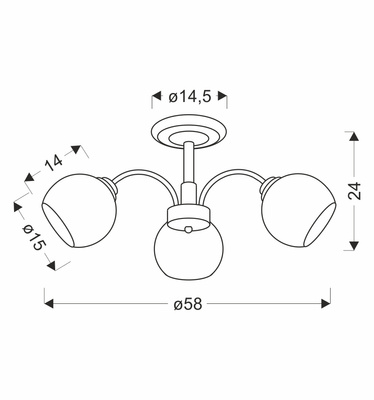 Lampa wisząca Cromat 3-punktowa z kloszami szklana czarna do salonu