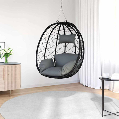 Wiszące krzesło jajo Antracyt 91,5 x 54,5 x 107 cm polirattan