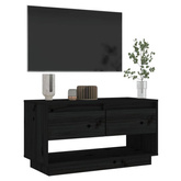 vidaXL Szafka pod TV, czarna, 74x34x40 cm, lite drewno sosnowe