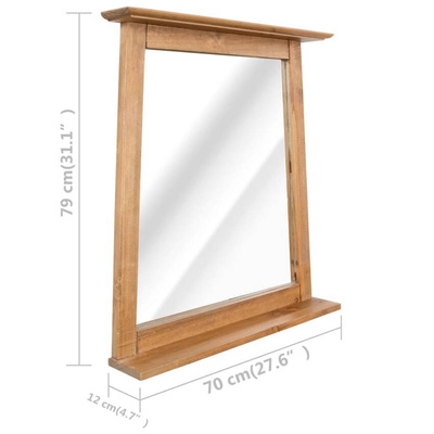 vidaXL Lustro łazienkowe, lite drewno sosnowe, 70x12x79 cm