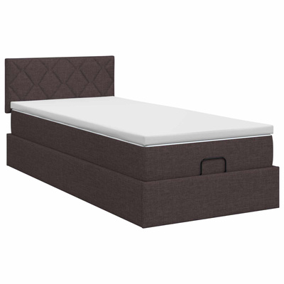 Łóżko ottoman z materacem Ciemny brąz 90 x 190 cm tkanina
