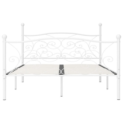 vidaXL Rama łóżka ze stelażem z listw, biała, metalowa, 120 x 200 cm