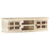 vidaXL Szafka pod TV, biała, 130 x 30 x 36 cm, lite drewno mango