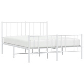 vidaXL Metalowa rama łóżka z wezgłowiem i zanóżkiem, biała, 120x200 cm model standard