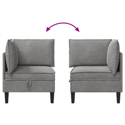Sofa z miejscem do przechowywania jasnoszary Welur