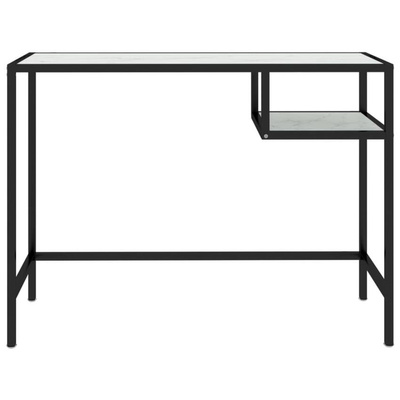 vidaXL Biurko komputerowe, biały marmur 100x36x74 cm, hartowane szkło