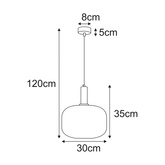 Lampa wisząca z dużym, ryflowanym, białym kloszem K-5870 z serii FABIO