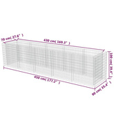 vidaXL Podwyższona donica gabionowa, galwanizowana stal, 450x90x100 cm