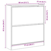 Szafka na buty z półką z drzwiami Czarny Dąb 80 x 21 x 87,5 cm