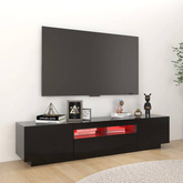 Szafka pod TV z oświetleniem LED, czarna, 180x35x40 cm vidaXL