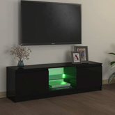 Szafka pod TV z oświetleniem LED, czarna, 120 x 30 x 36 cm
