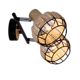 Tajga lampa sufitowa listwa czarny+drewniany 2x40w e14 klosz czarny+drewniany