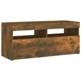 Szafka pod TV z oświetleniem LED, przydymiony dąb, 90x35x40 cm vidaXL