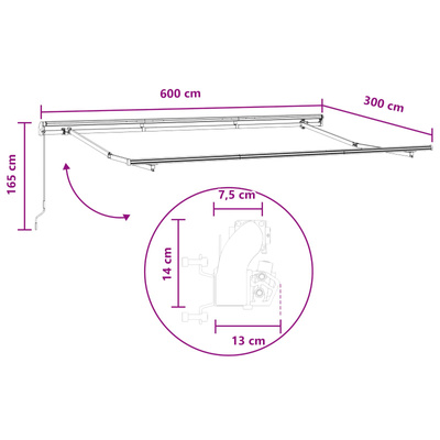 Markiza wysuwana piaskowy 600 cm Poliester i aluminium