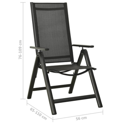 vidaXL Składane krzesła ogrodowe 2 szt., textilene i aluminium, czarne