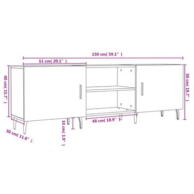 vidaXL Szafka pod TV, wysoki połysk, biała, 150x30x50 cm model standard