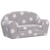 2-os. sofa dla dzieci, rozkładana, szara w gwiazdki, plusz